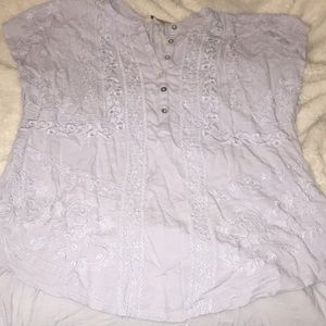 Lucky Brand Light Blue Embroidered Top